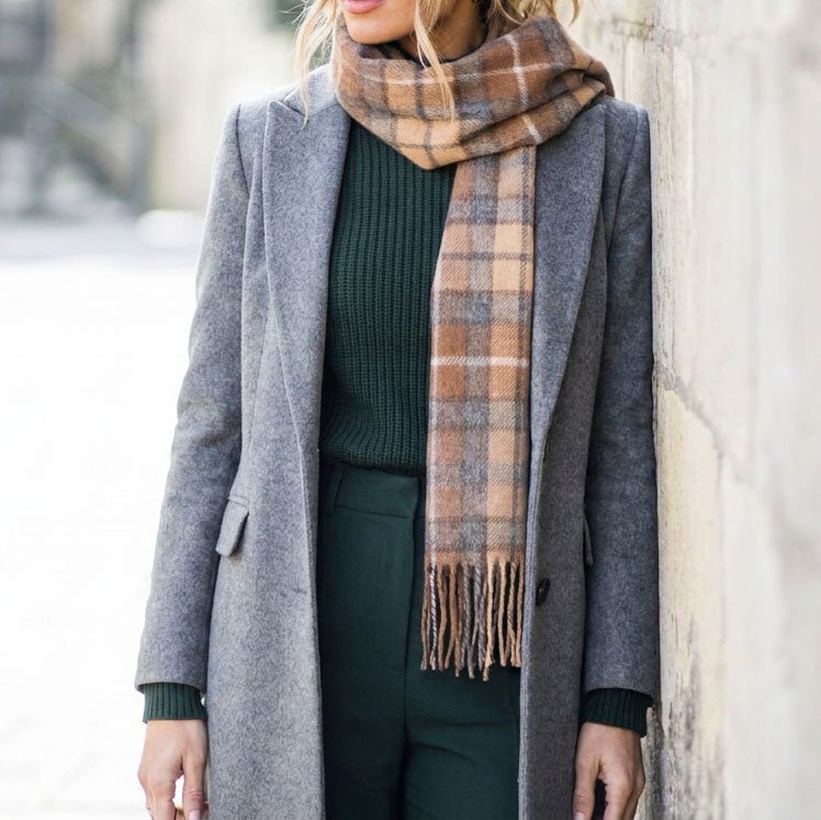 Edinburgh 100% Lambswool Scarf – Premium Soft Wool Wrap - BUCHANAN NATURAL