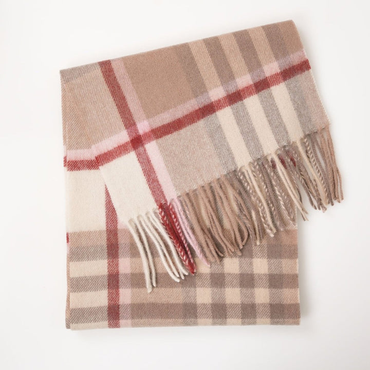 Edinburgh 100% Lambswool Scarf – Premium Soft Wool Wrap - CHEQUER SHRIMP (24530)