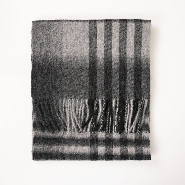 Edinburgh 100% Lambswool Scarf – Premium Soft Wool Wrap - CHEQUER TARTAN DK GREY