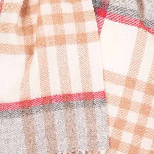 Edinburgh 100% Lambswool Scarf – Premium Soft Wool Wrap - CHEQUER TARTAN LT CAMEL/GREY (24539)