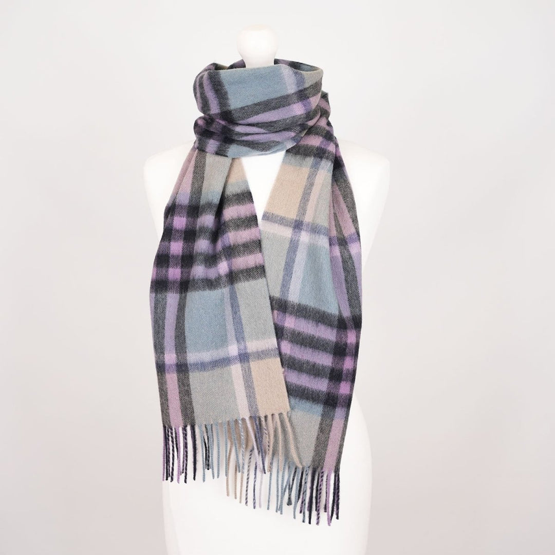 Edinburgh 100% Lambswool Scarf – Premium Soft Wool Wrap - CHEQUER TARTAN PURPLE