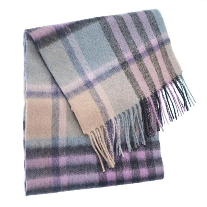 Edinburgh 100% Lambswool Scarf – Premium Soft Wool Wrap - CHEQUER TARTAN PURPLE