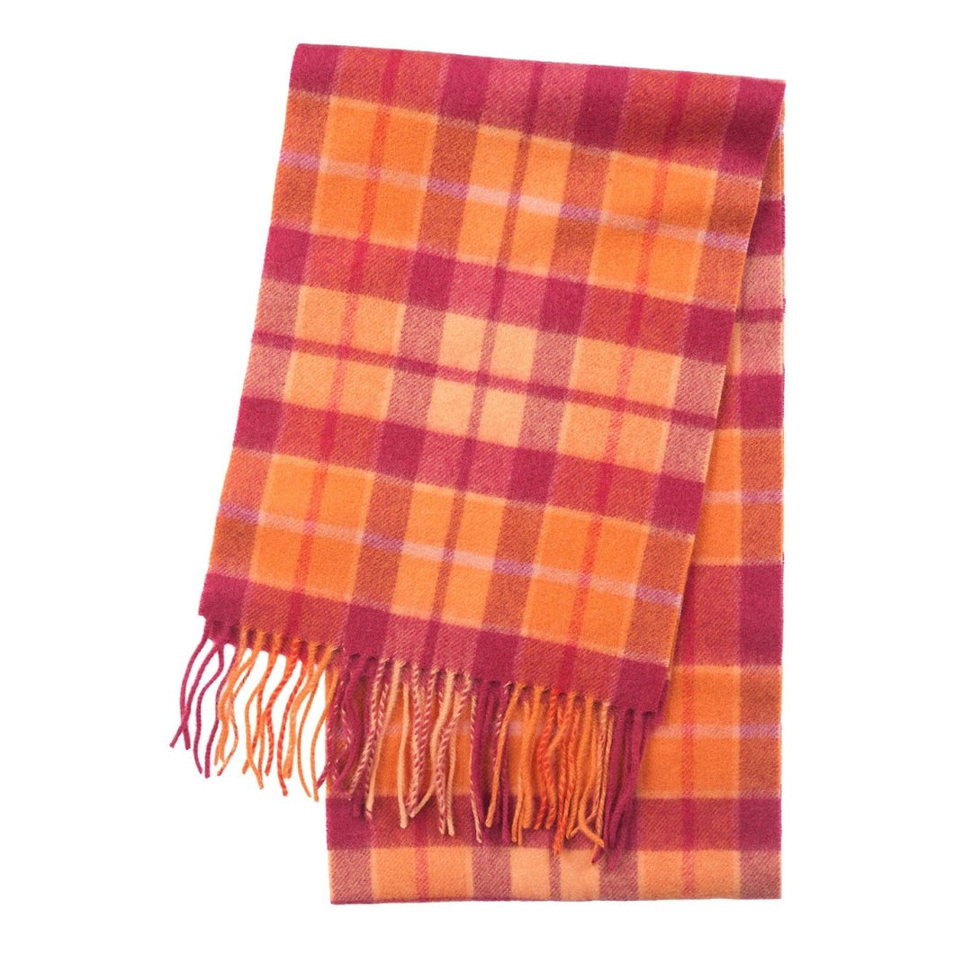 Edinburgh 100% Lambswool Scarf – Premium Soft Wool Wrap - CRAGG CHECK GINGER