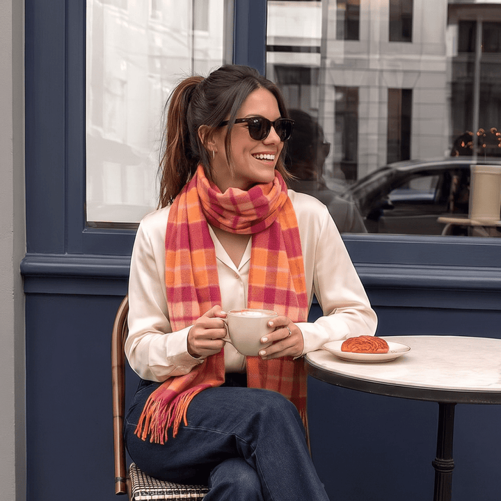 Edinburgh 100% Lambswool Scarf – Premium Soft Wool Wrap - CRAGG CHECK GINGER