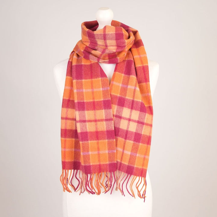 Edinburgh 100% Lambswool Scarf – Premium Soft Wool Wrap - CRAGG CHECK GINGER