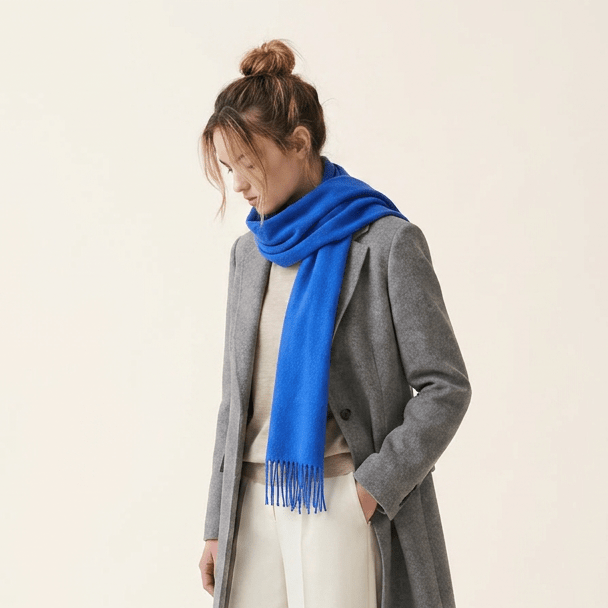 Edinburgh 100% Lambswool Scarf – Premium Soft Wool Wrap - Dazzling Blue