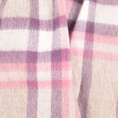 Edinburgh 100% Lambswool Scarf – Premium Soft Wool Wrap - DECO CHECK PEONY