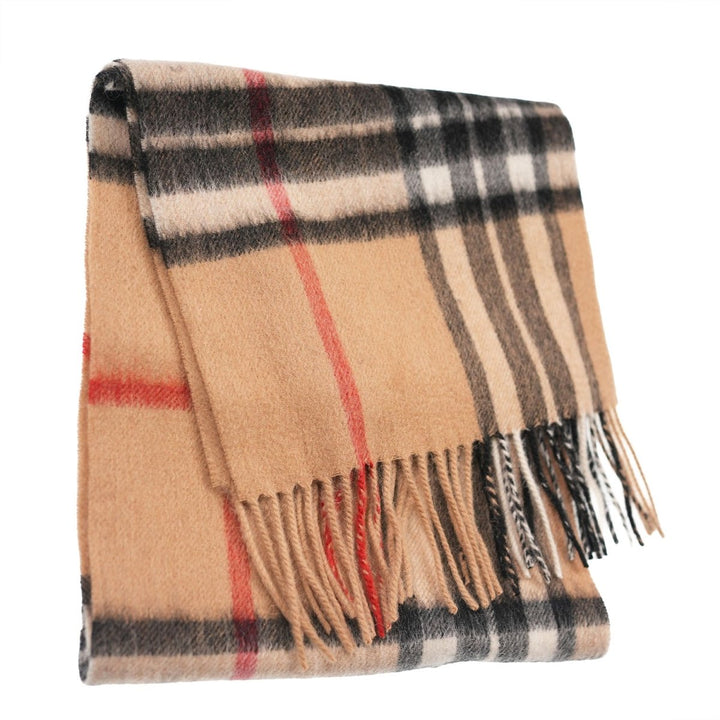 Edinburgh 100% Lambswool Scarf – Premium Soft Wool Wrap - ENLARGED OFF CTR SCOTTY THOM CAMEL