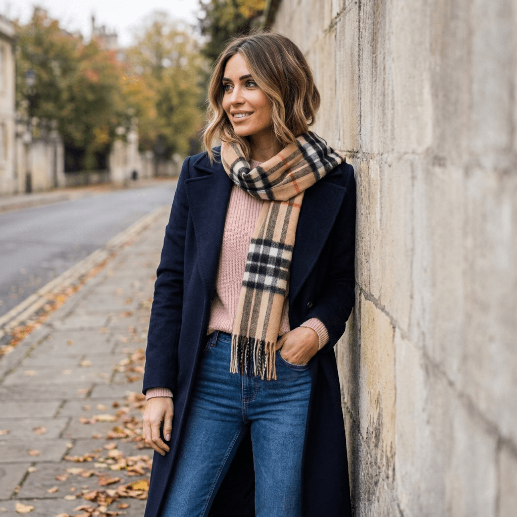 Edinburgh 100% Lambswool Scarf – Premium Soft Wool Wrap - ENLARGED OFF CTR SCOTTY THOM CAMEL