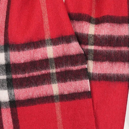 Edinburgh 100% Lambswool Scarf – Premium Soft Wool Wrap - ENLARGED OFF CTR SCOTTY THOM RED