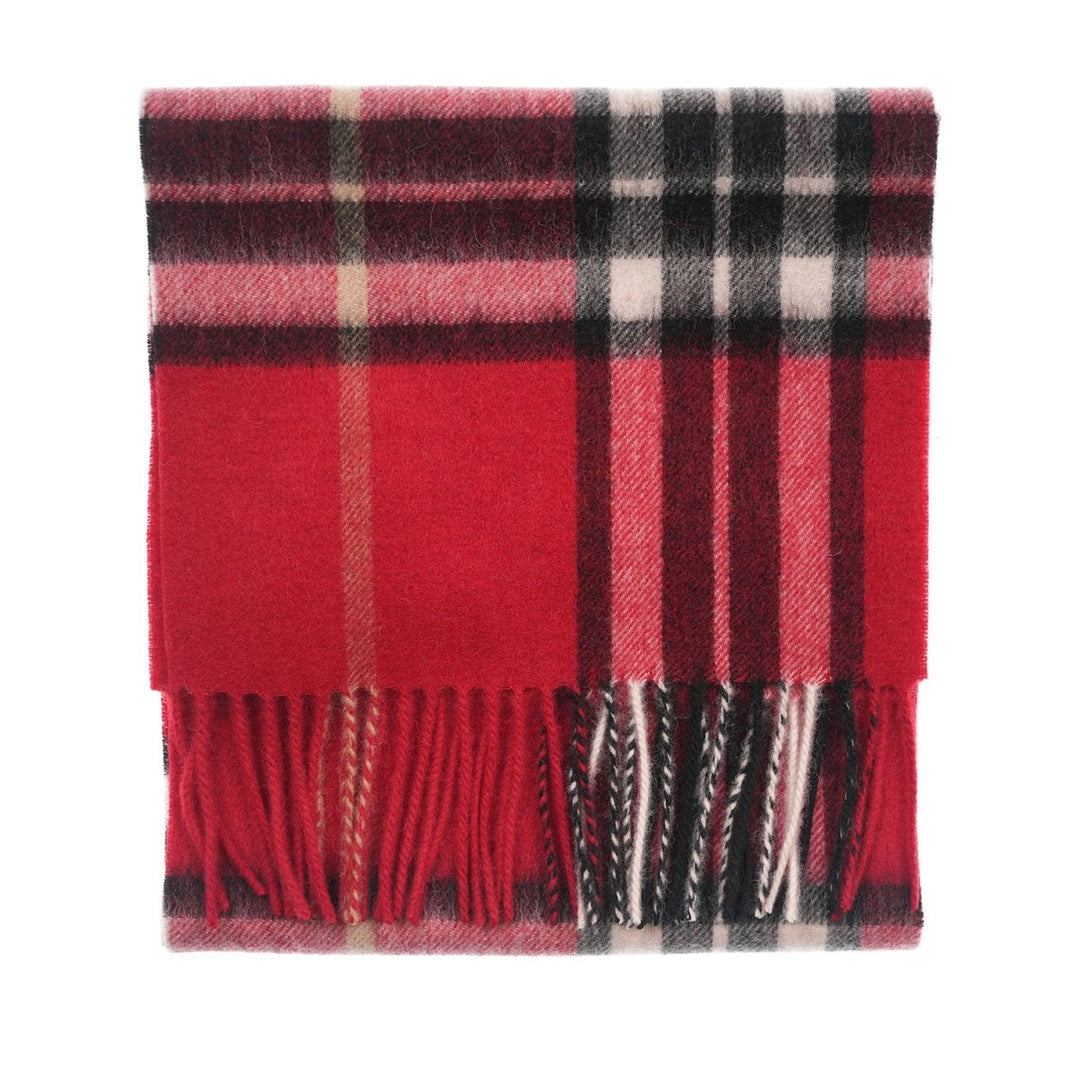 Edinburgh 100% Lambswool Scarf – Premium Soft Wool Wrap - ENLARGED OFF CTR SCOTTY THOM RED