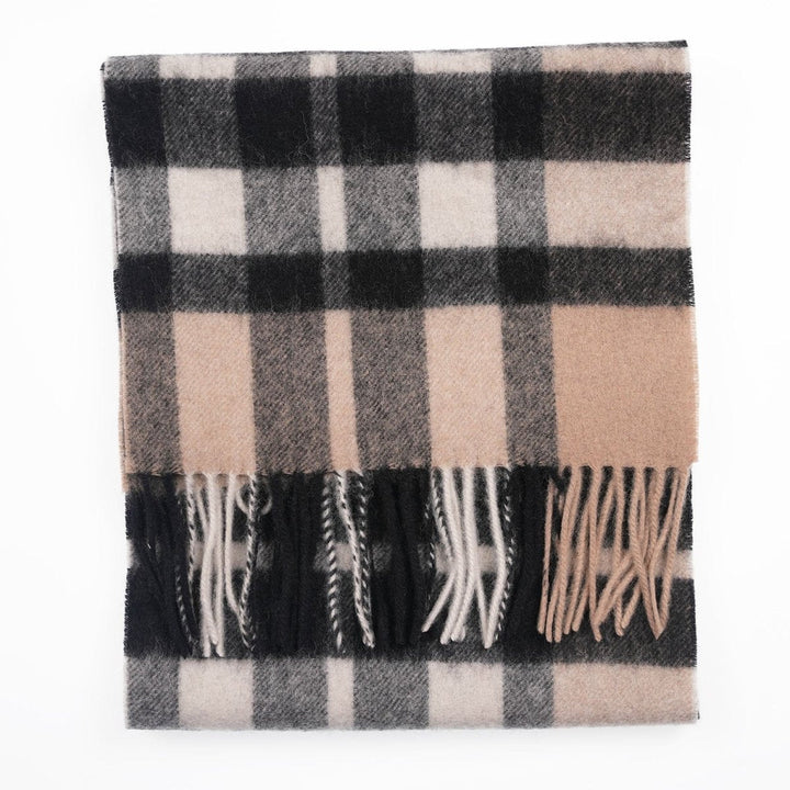 Edinburgh 100% Lambswool Scarf – Premium Soft Wool Wrap - EXPLODED SCOTTY THOMSON CAMEL