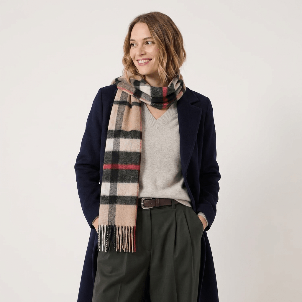 Edinburgh 100% Lambswool Scarf – Premium Soft Wool Wrap - EXPLODED THOMSON CAMEL
