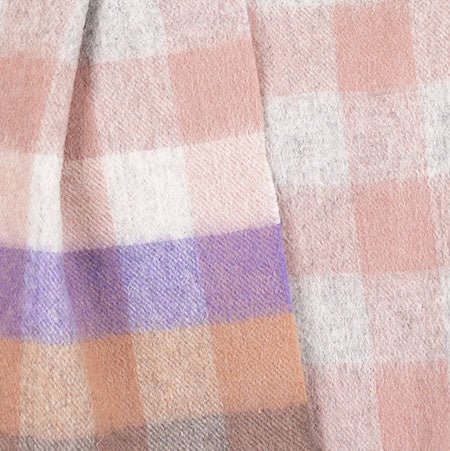 Edinburgh 100% Lambswool Scarf – Premium Soft Wool Wrap - GIANT CHEQUER DARK PINK AND PURPLE 2468