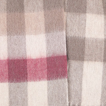 Edinburgh 100% Lambswool Scarf – Premium Soft Wool Wrap - GIANT CHEQUER - PINK/TAUPE
