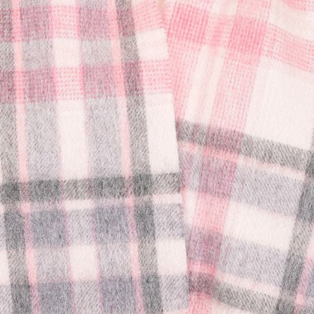 Edinburgh 100% Lambswool Scarf – Premium Soft Wool Wrap - HENOLD - LT PINK/DERBY GREY