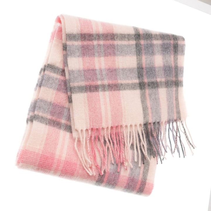 Edinburgh 100% Lambswool Scarf – Premium Soft Wool Wrap - HENOLD - LT PINK/DERBY GREY