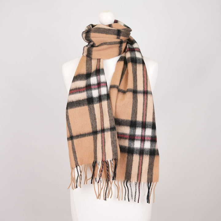 Edinburgh 100% Lambswool Scarf – Premium Soft Wool Wrap - LARGE OFF CENTRE THOMSON CAMEL
