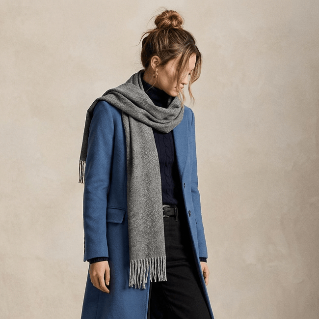 Edinburgh 100% Lambswool Tartan Scarf Light Grey Charcoal