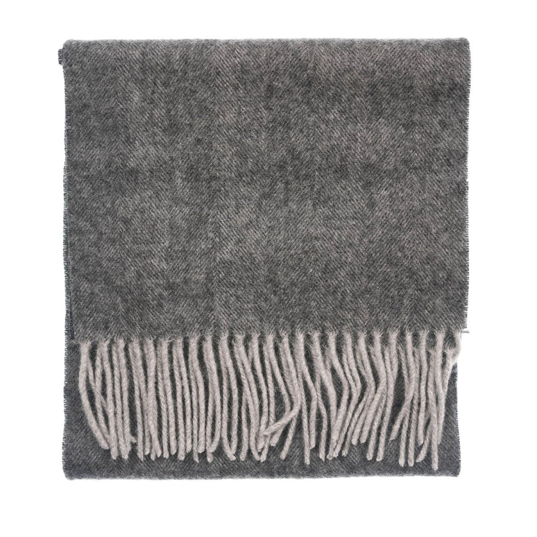 Edinburgh 100% Lambswool Tartan Scarf Light Grey Charcoal