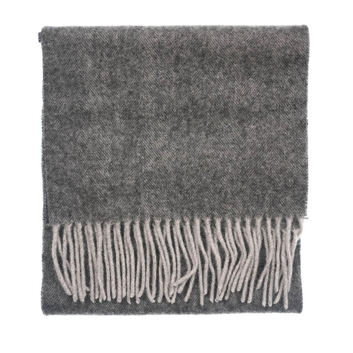 Edinburgh 100% Lambswool Tartan Scarf Light Grey Charcoal