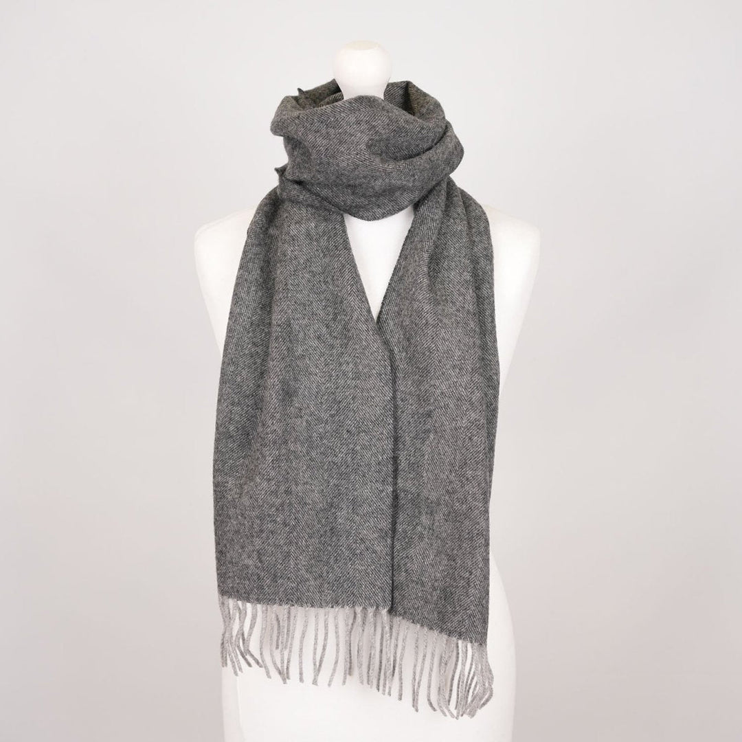 Edinburgh 100% Lambswool Tartan Scarf Light Grey Charcoal