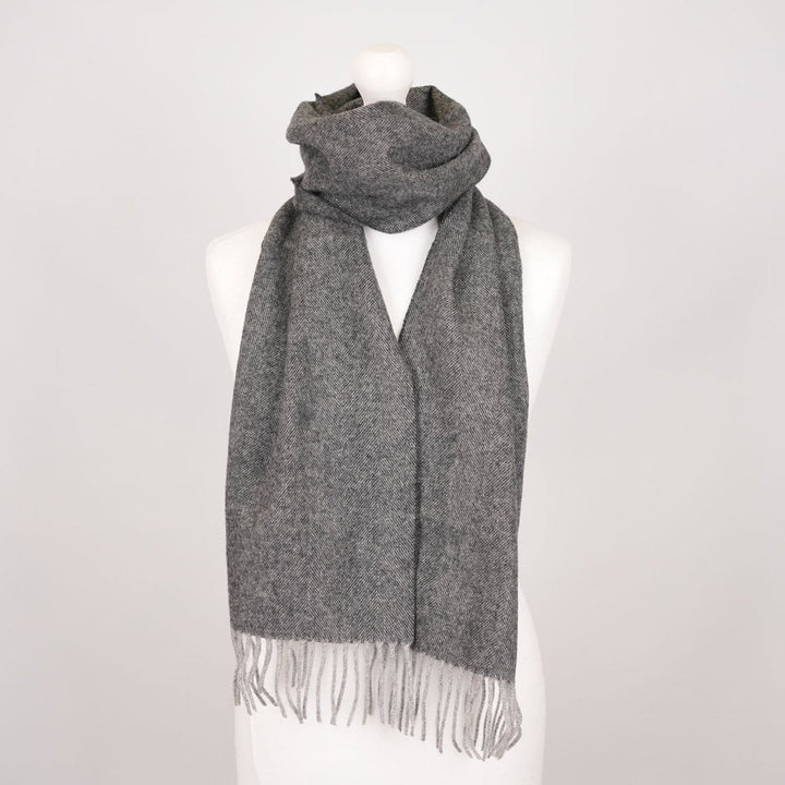 Edinburgh 100% Lambswool Tartan Scarf Light Grey Charcoal