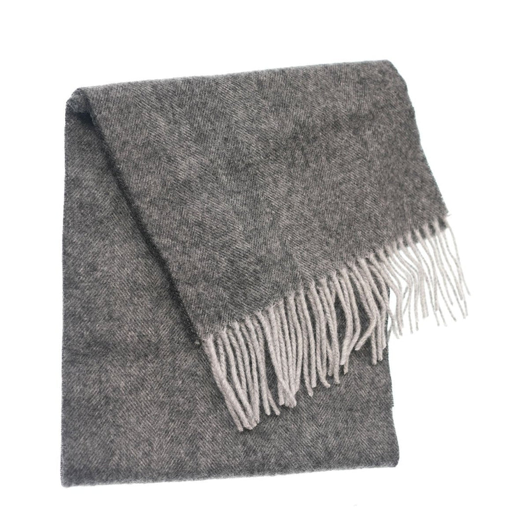 Edinburgh 100% Lambswool Tartan Scarf Light Grey Charcoal