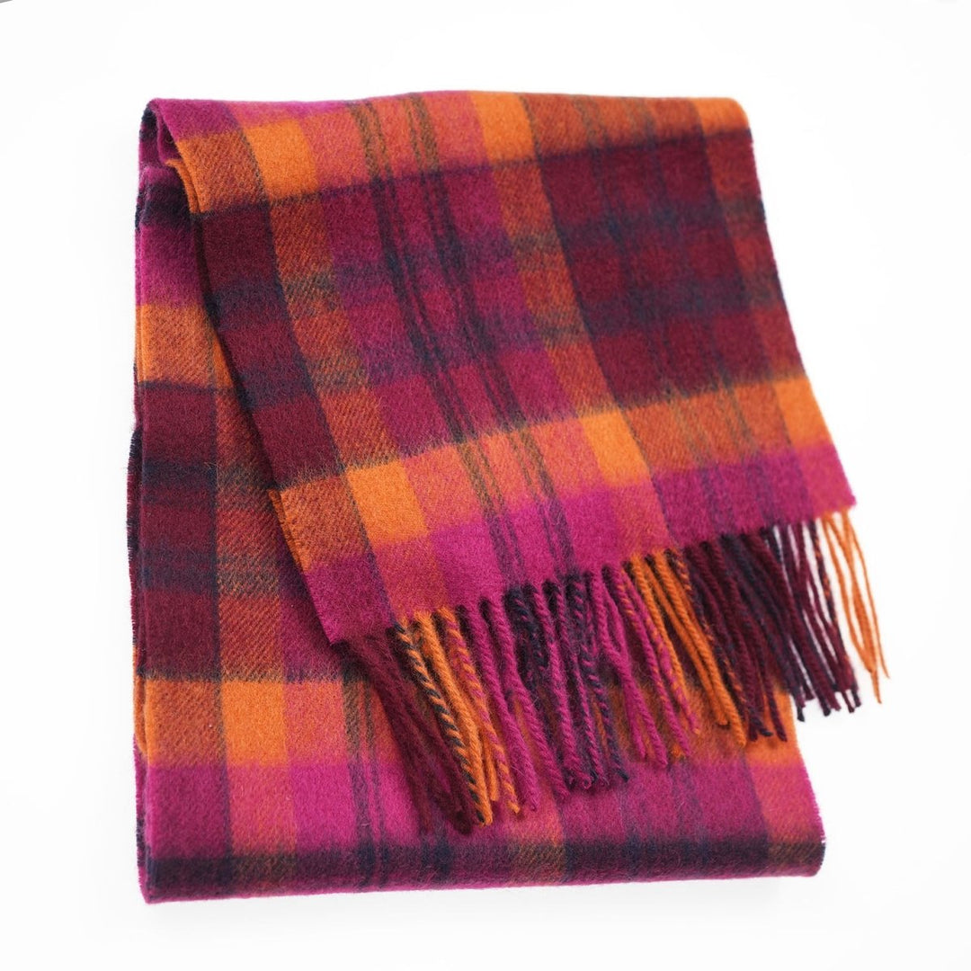 Edinburgh 100% Lambswool Scarf – Premium Soft Wool Wrap - MACDONALD ORANGE MIX