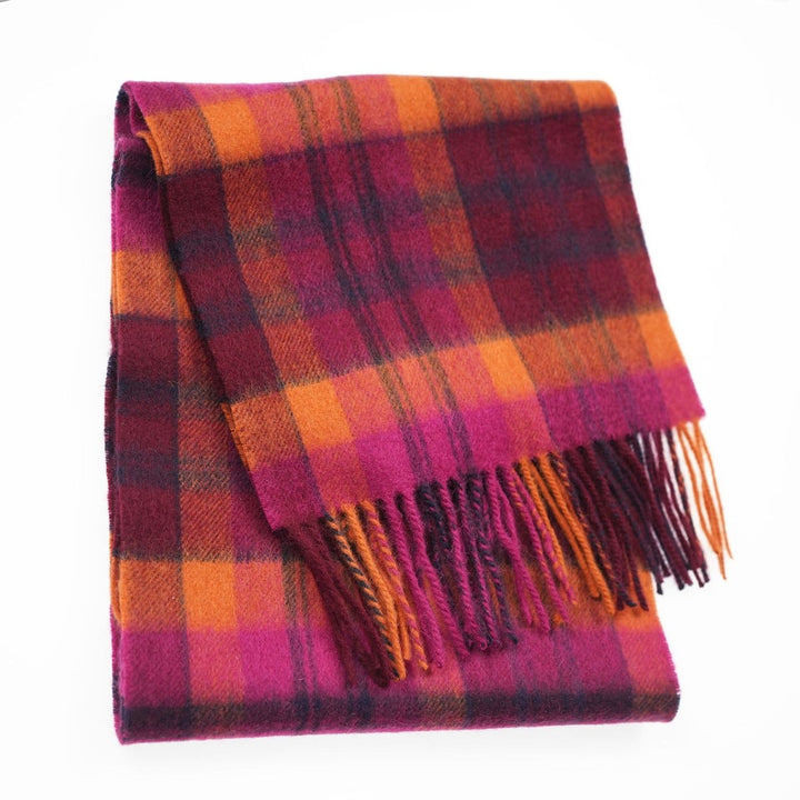 Edinburgh 100% Lambswool Scarf – Premium Soft Wool Wrap - MACDONALD ORANGE MIX