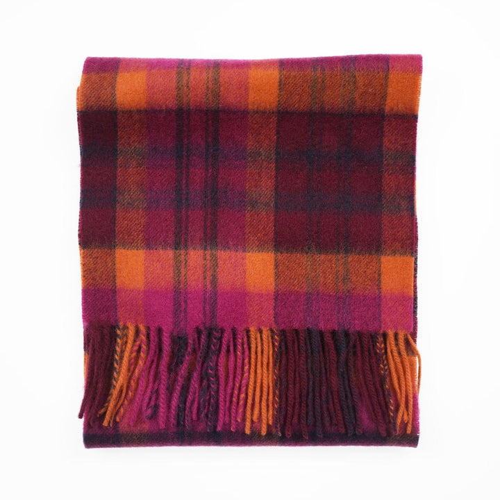Edinburgh 100% Lambswool Scarf – Premium Soft Wool Wrap - MACDONALD ORANGE MIX