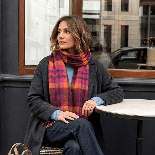 Edinburgh 100% Lambswool Scarf – Premium Soft Wool Wrap - MACDONALD ORANGE MIX