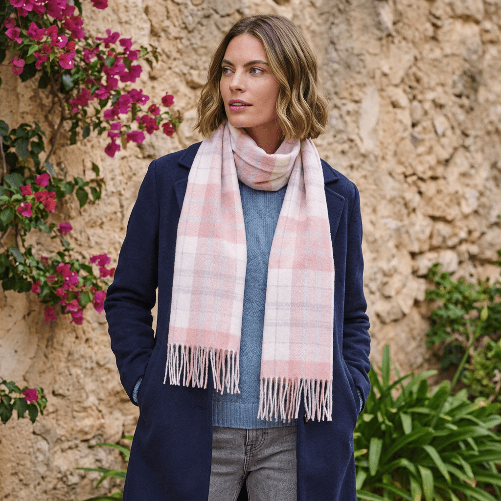 Edinburgh 100% Lambswool Scarf – Premium Soft Wool Wrap - MACDONALD WHITE MIX