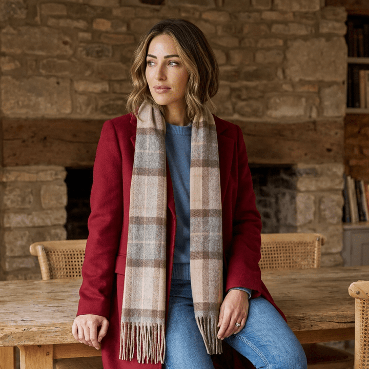 Edinburgh 100% Lambswool Scarf – Premium Soft Wool Wrap - MACKELLAR NATURAL