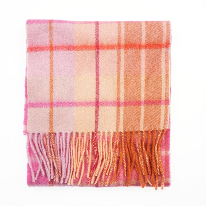 Edinburgh 100% Lambswool Scarf – Premium Soft Wool Wrap - MILL CHECK GINGER