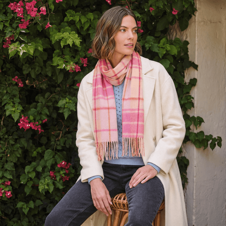Edinburgh 100% Lambswool Scarf – Premium Soft Wool Wrap - MILL CHECK GINGER