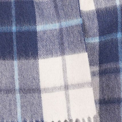 Edinburgh 100% Lambswool Scarf – Premium Soft Wool Wrap - MILL CHECK NAVY