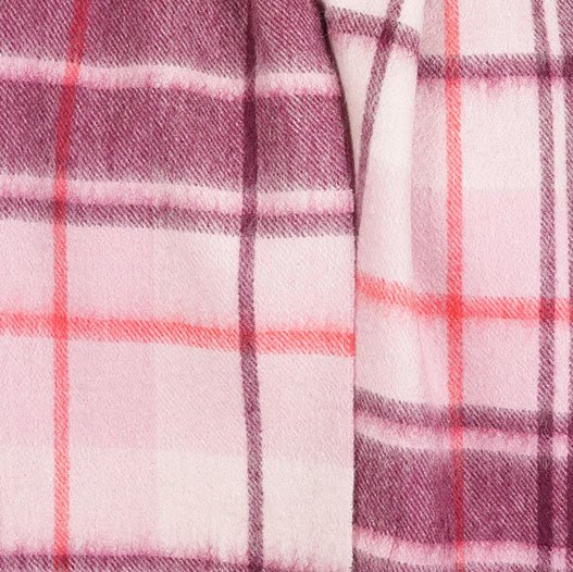 Edinburgh 100% Lambswool Scarf – Premium Soft Wool Wrap - MILL CHECK PINK