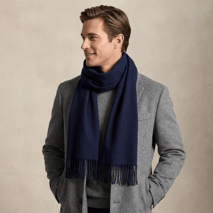 Edinburgh 100% Lambswool Scarf – Premium Soft Wool Wrap - NAVY
