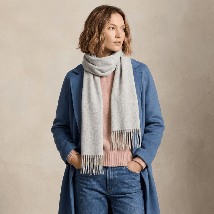 Edinburgh 100% Lambswool Scarf – Premium Soft Wool Wrap - OYSTER GREY