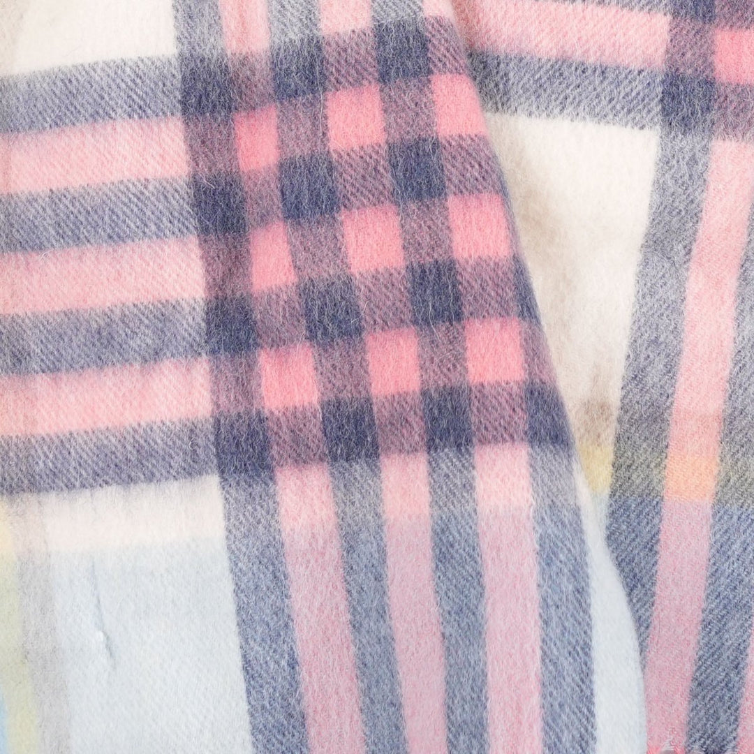 Edinburgh 100% Lambswool Scarf – Premium Soft Wool Wrap - CHEQUER TARTAN - PASTEL PINK