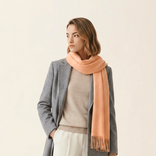 Edinburgh 100% Lambswool Tartan Scarf Peach Fuzz