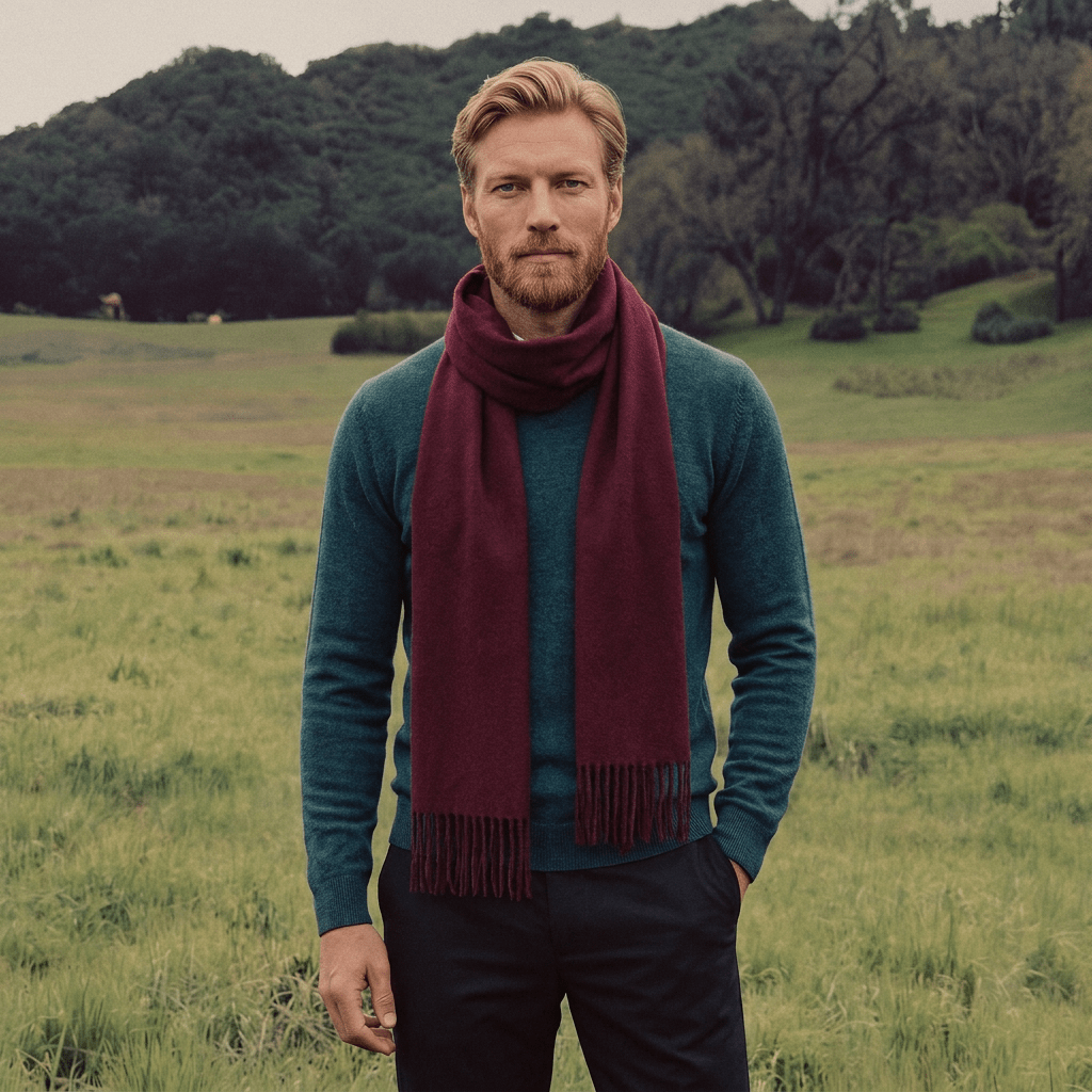 Edinburgh 100% Lambswool Scarf – Premium Soft Wool Wrap - Plain Maroon