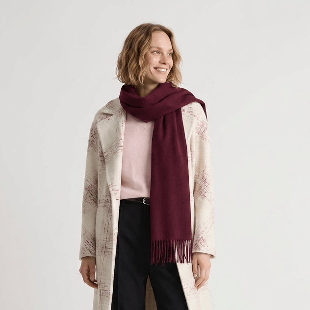 Edinburgh 100% Lambswool Scarf – Premium Soft Wool Wrap - Plain Maroon
