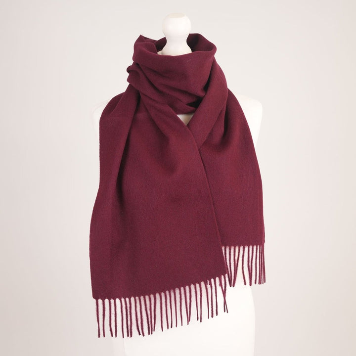 Edinburgh 100% Lambswool Scarf – Premium Soft Wool Wrap - Plain Maroon