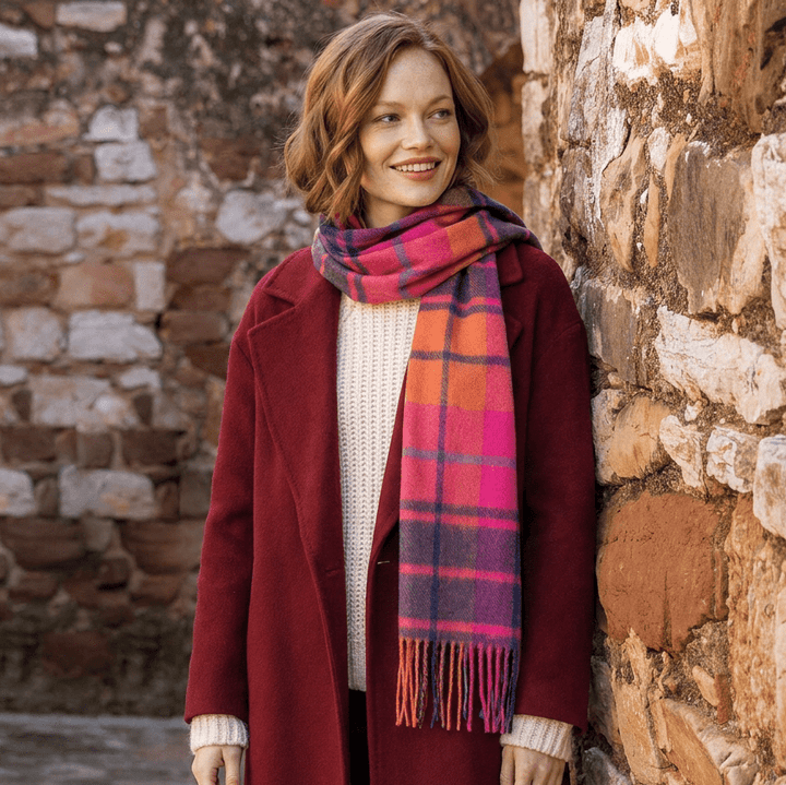 Edinburgh 100% Lambswool Scarf – Premium Soft Wool Wrap - MILL CHECK JAZZ