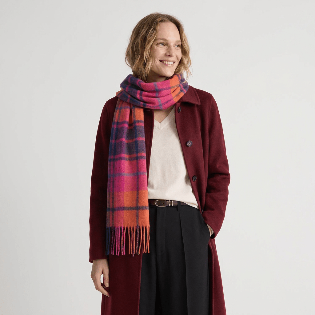 Edinburgh 100% Lambswool Scarf – Premium Soft Wool Wrap - MILL CHECK JAZZ