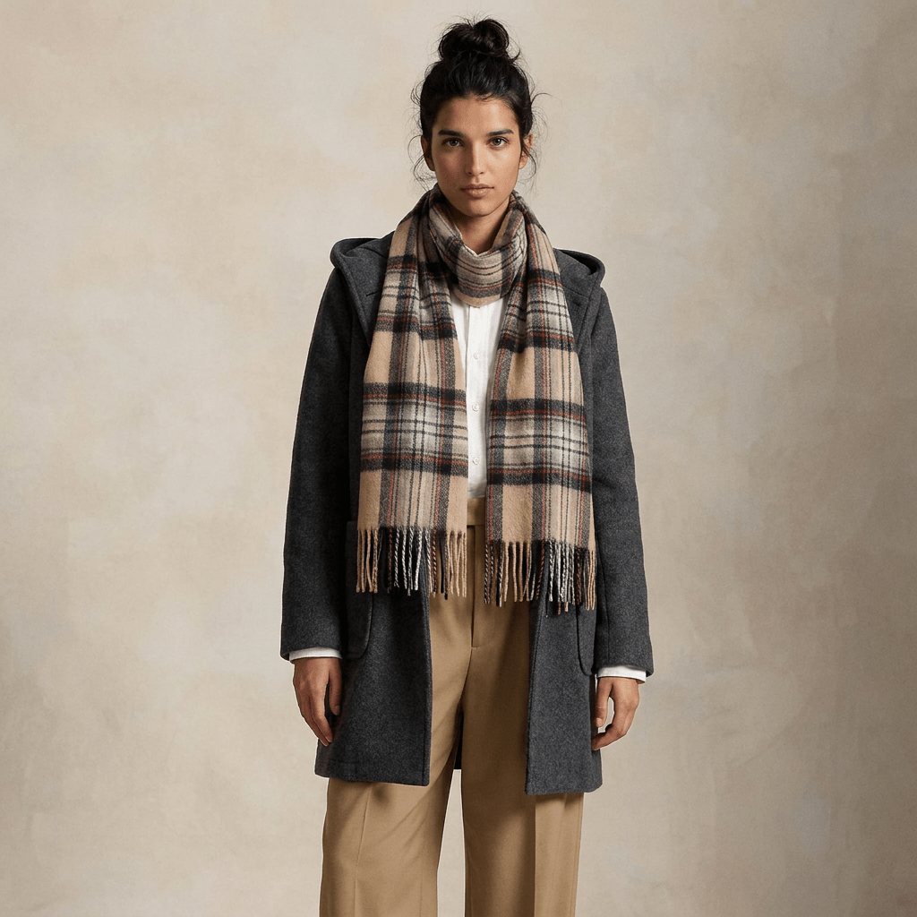 Edinburgh 100% Lambswool Scarf – Premium Soft Wool Wrap - STEWART CAMEL