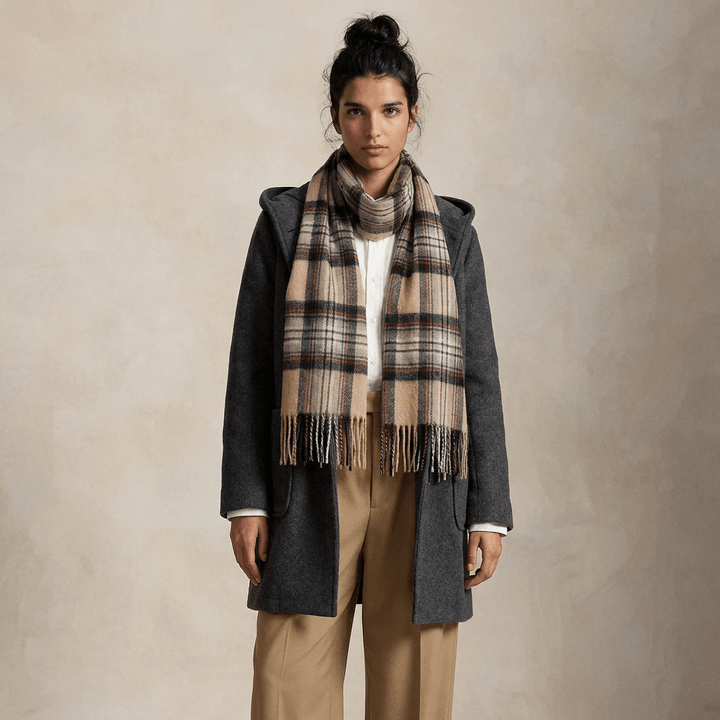 Edinburgh 100% Lambswool Scarf – Premium Soft Wool Wrap - STEWART CAMEL