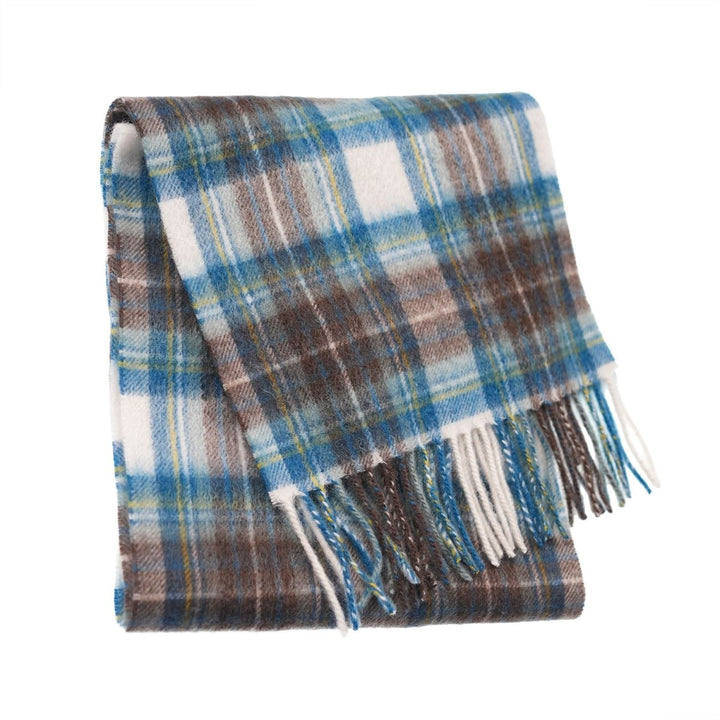 Edinburgh 100% Lambswool Scarf – Premium Soft Wool Wrap - STEWART MUTED BLUE
